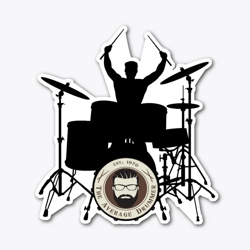 Drum kit with Average Drummer logo