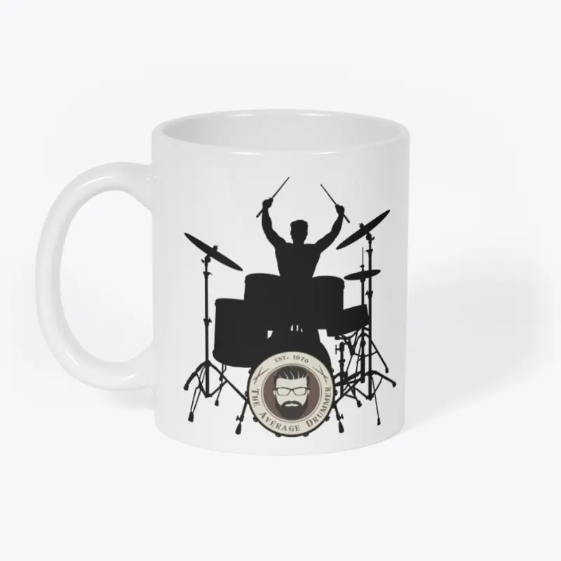 Drum kit with Average Drummer logo